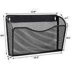 EASEPRES 3 Single Pocket Mesh Hanging File Organizer, Vertical Wall Mounted Magazine File Holder, Mount Basket Mail Paper Document Folder Organizing for Office, Home and School, Black