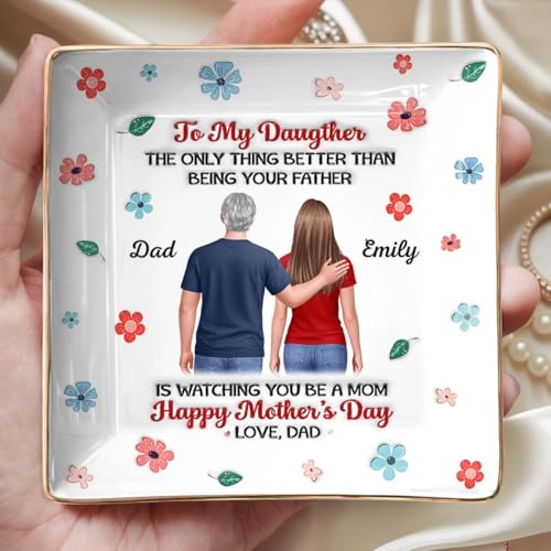 to My Daughter Ring Dish, Personalized Daughter Jewelry Dish, Mothers Day Birthday Gifts for Daughter from Dad, Mothers Day Jewelry Dish for Mothers Day Decorations - color: Style 3