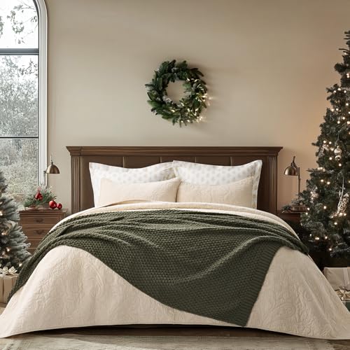 EVERGRACEHOME Chunky Chenille Knit Throw Blanket for Couch, Soft Luxurious Moss Stitch Blankets for Bed, Cozy Decorative Farmhouse Knitted Throws for Sofa, Olive Green, 60" x 80" - color: Olive Green, size: 60" x 80"