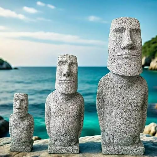 Easter Island Moai Statue - Stone Moai Figurine Decor for Home & Outdoor Garden - 3 (Large Size) - size: Large Size
