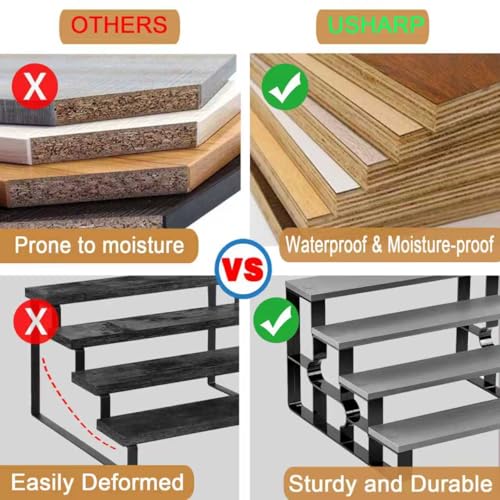 Perfume Organizer for Women,4 Tier Makeup Organizer for Bathroom Decor,Spice Rack for Kitchen,Cologne Stand, Bathroom Countertop Organizers,Display Shelf (Brown,Width=14") - color: Brown, size: 4 Tiers-width=14"