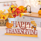 COCHIE Metal Happy Thanksgiving Sign, Fall Leaves Turkey Table Centerpieces Decorations for Home, Office, Shelf, Mantel, Indoor, Traditional Party Supplies Decor (Thanksgiving) - style: Thanksgiving