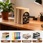 Peacoblue Metal Bookends for Shelves, Modern Decorative Heavy Duty Study Book Ends Stoppers for Office, Desk, Shelf, Room 5.3"x4.3"x7.9" Cast Iron Simple Tall Bookends 1 Pair (Leaf Nature Silhouettes) - style: Leaf Nature Silhouettes