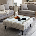 HofferRuffer Extra Large Square Serving Tray, Elegant Faux Leather Ottoman Tray with Gold Hardware Handles, Serve Tea, Coffee or Breakfast in Bed, 23.6 x 23.6 inches, White Large Square - color: White, size: 23.6" x 23.6" x 2"
