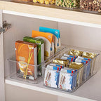 Vtopmart 4 Pack Food Storage Organizer Bins, Clear Plastic Bins for Pantry, Kitchen, Fridge, Cabinet Organization and Storage, 4 Compartment Holder Packets, Snacks, Pouches, Spice Packets - style: 4pack