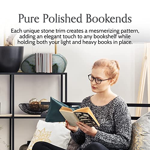Nature's Decorations Green Agate Bookends – A+ Grade Geode Heavy Duty Decorative Stone Crystal for Shelves & Bookcases, Natural Polished Bookshelf Decor, 1 Pair 4-6Lbs - color: Green, size: A+ Grade 4 - 6 Lbs