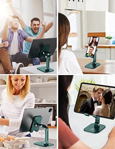 OCYCLONE Phone Stand, Adjustable Height and Angle Foldable Cell Phone Stand Holder for Desk, Taller iPhone Stand Compatible with 4.7"-13" Smartphones iPad Tablet, Green - color: Green