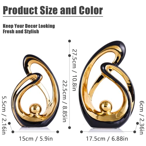 XMGZQ Home Decor Accent,Porcelain Art Mid Century Bookshelf Decorations,Gold Centerpieces for Tables,Abstract Ceramic Statue Sculpture for Coffee Table Mantel Tv Stand Centerpieces (Black, Large) - color: Black, size: Large