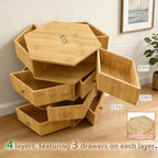 360° Rotatable Bamboo Desktop Organizer, Large Capacity Cosmetic & Jewelry Storage for Makeup Serum, Diamond, Easy Setup No Assembly (9)