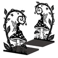 Peacoblue Metal Bookends for Shelves, Modern Decorative Heavy Duty Study Book Ends Stoppers for Office Desk Shelf, Room 5.3"x4.3"x7.9" Cast Iron Tall Bookends 1 Pair (Fairy Tale with Mushroom) - style: Fairy Tale with Mushroom