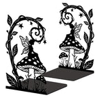 Peacoblue Metal Bookends for Shelves, Modern Decorative Heavy Duty Study Book Ends Stoppers for Office Desk Shelf, Room 5.3"x4.3"x7.9" Cast Iron Tall Bookends 1 Pair (Fairy Tale with Mushroom) - style: Fairy Tale with Mushroom