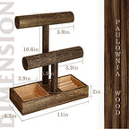 LadyRosian 2 Tier Wooden Display Jewelry Accessory Stand Jewelry Bracelet Holder Bangle Watch Necklace Storage Jewelry Box Organizer, (Brown-2 layers) - color: Brown 2-Tier