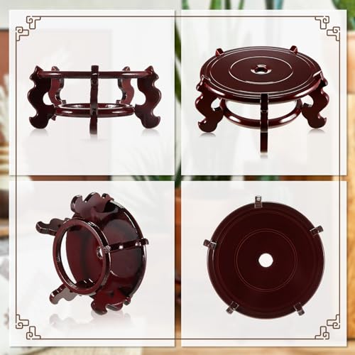 Geetery 2 Pcs 4 to 12 in Wooden Plant Stands Indoor Chinese Oriental Plant Stand for Vase Fishbowl Flower Pot Lamp Redwood Base Vintage Display Rack Decor(6 Inch) - size: 6 Inch