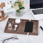 Wood Valet Tray for Men Women, Walnut Nightstand Organizer with Charging Station, Desk Drawer Organizer Tray Office Supplies, Desk Trays for Phone Watch Wallet Key Jewelry Catchall Trays - style: Pen tray and desk tray