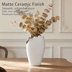 Abstract Irregular Ceramic Vase, White Irregular Pottery Vase, Handmade Decorative Minimalist Flower Vases for Modern Home, Tabletop, Shelf & Office - size: 21" x 10" x 35"