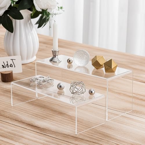 Chuangdi 2 Sets Large Acrylic Risers Display Stands for Figures Collectibles, Shelf Showcase for Dessert Cupcake Candy Treat Action Product Jewelry(Clear,Extra Large Set) - color: Clear, size: Extra Large Set