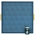 HofferRuffer Extra Large Square Serving Tray, Elegant Faux Leather Ottoman Tray with Gold Hardware Handles, Serve Tea, Coffee or Breakfast in Bed, 24 x 24 inches (Navy Blue Shagreen) - color: Navy Blue Shagreen, size: 24" x 24" x 2"
