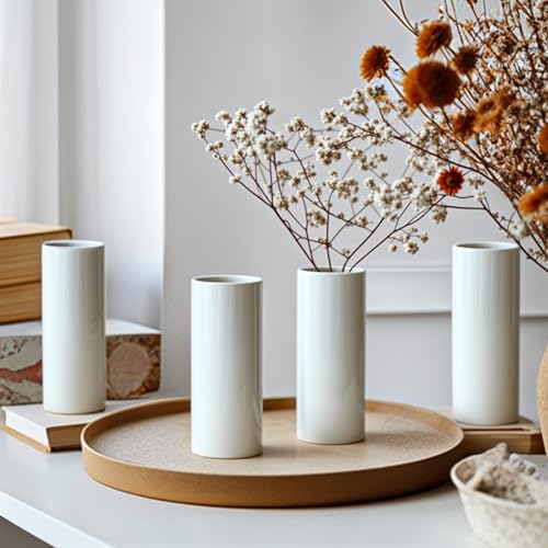 Modern White Ceramic Vase Set of 20 for Living Room Bedroom 5.51'' Minimalist Fresh Small Flower Vases for Bouquet Fake Plant Home Decor Office Fireplace Centerpieces Nordic Style 20 Pack - color: 20 Pack White - Style 3