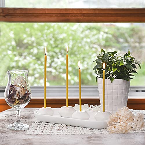 Set of 2 Small White Ceramic Candleholders for Votprof Slim Taper Candles, Durable, Modern Design