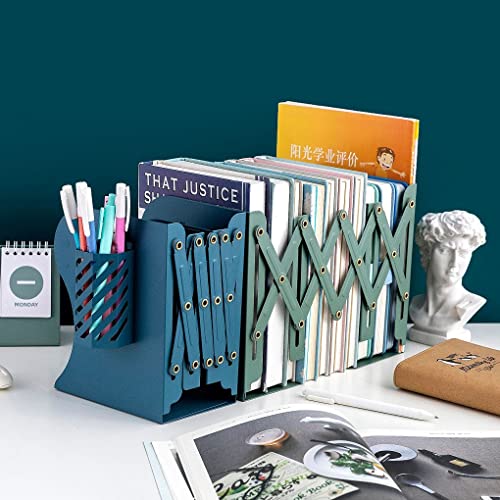 Metal Iron Book Ends Adjustable Bookends Nonskid Book Ends for Heavy Book Holder Heavy Duty Bookends Bookcase Desktop Book Organizer Binder Holde (Green)