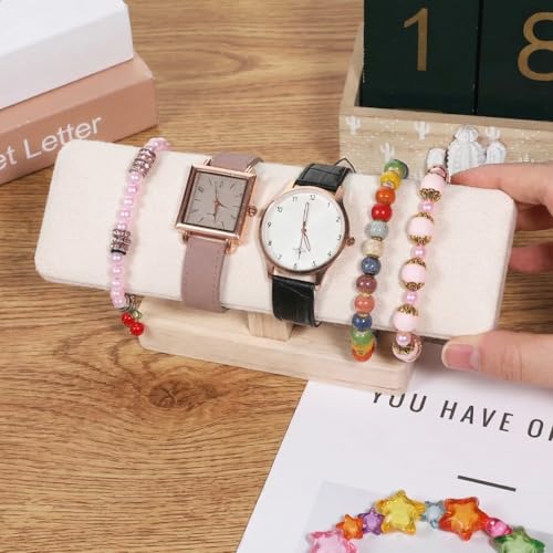 Watch Stand, Wooden T-Bar Velvet Bracelet Holder Jewelry Organizer Jewelry Organizer Holder for Home Use Retail Display, Space Saving Bangle Pendants Tower Rack