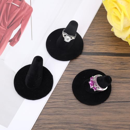 10pcs Black Velvet Ring Display Stand, Ring Holder Organizer Jewelry Storage Case Display Accessories for Vendor Home Shop Counter Showcase
