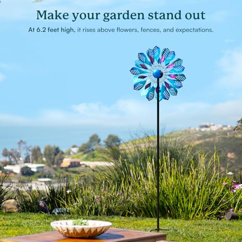 Wind Spinners Outdoor for Yard and Garden, Metal Large Wind Spinner with Stake, Windmill for Yard, Gift for Family Friends(84'' H x 24'' W) - size: 84''H x 24'' W