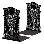 Peacoblue Metal Bookends for Shelves, Modern Decorative Heavy Duty Study Book Ends Stoppers for Office, Desk, Shelf, Room 5.3"x4.3"x7.9" Cast Iron Simple Tall Bookends 1 Pair (Goth Hells Gate) - style: Goth Hells Gate