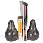 Creative Home Pear-Shaped Solid Marble Bookends – Heavy-Duty Book Ends for Shelves, Home Décor, Office and Classical Interiors, Modern Charcoal Marble Living Room Décor, Set of 2 - style: Pear Shaped