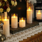 Homemory Pure White Flickering Flameless Candles, Battery Operated Acrylic LED Pillar Candles with Remote Control and Timer, Set of 5 - color: Pure White
