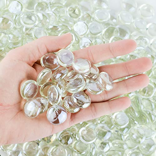 Galashield Flat Glass Marbles for Vases Clear Glass Gems Beads Pebbles Vase Filler (1 LB, Approx. 105 PCS) - color: Clear, size: 1 LB