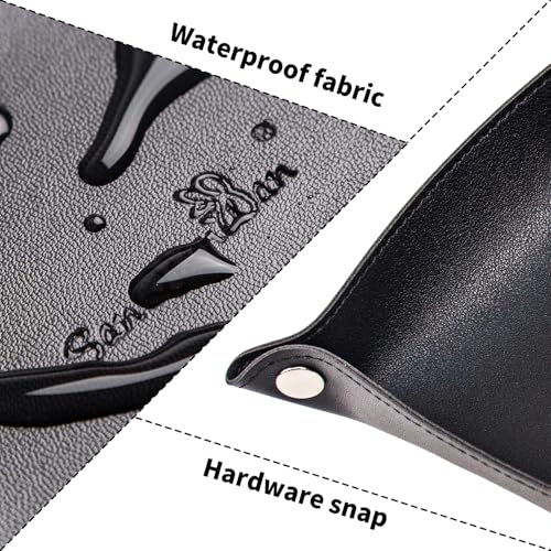 SANQIANWAN PU Leather Arc Edge Jewelry Valet Tray for Man and Women, Portable Mini Entryway Table Tray Bedside Nightstand Desk Tray Small Travel Dish Plate for Key,Wallet,Watch,Coin (Black) - color: Black