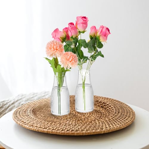 Mumufy 24 Pcs Plastic Bud Vases in Bulk Small Clear Flowers Vases for Centerpieces Wedding Decorations Home Banquet Formal Dinners Party Table Decor (3.54 x 7.87 Inch) - size: 3.54 x 7.87 Inch