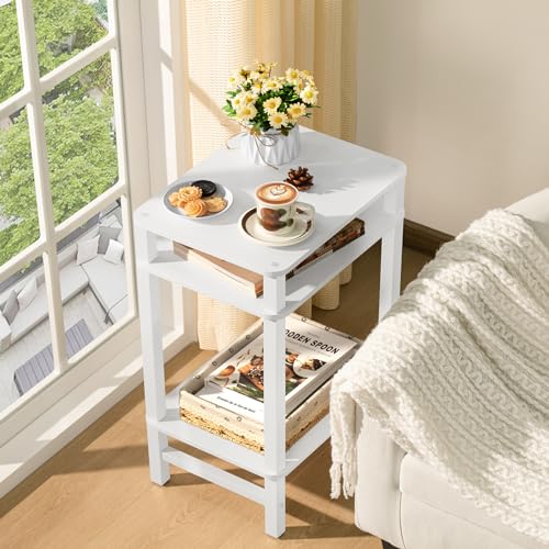 YUFAM Side Table End Table Tall Night Stand 3-Tier for Living Room Bedroom Bathroom Office Furniture White - color: White, size: 3 Tier