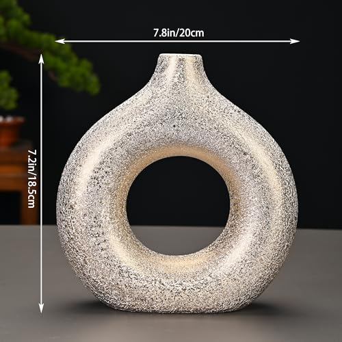 Modern Donut-Shaped Decorative Vases, Handmade Minimalist Boho ins Style, Modern Vase for Home Decor for Wedding Dinner Table Party Living Room Office Bedroom (Gold, Large) - color: Gold, size: Large