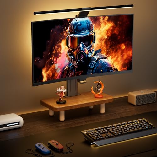 Monitor Stand Riser, 16Inch Wood Desk Organizer with Monitor Stand & Storage Computer Monitor and Laptop Riser Multifunctional Laptop Stand Desk Organizer for Office Home Screen/Laptop Walnut