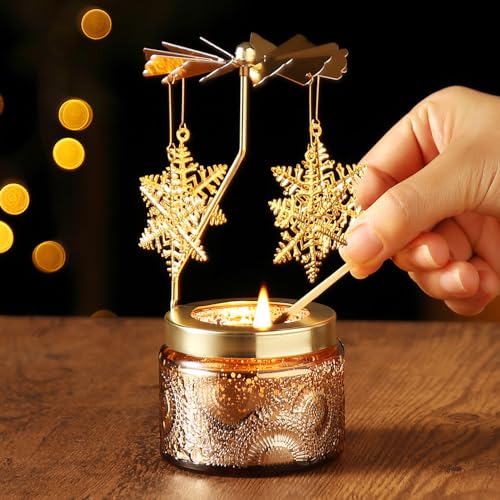 Snowflake Gifts for Women, Birthday Gifts for Mom Daughter Sister Wife, Unique Gift for Friend Women, Rotatable Scented Candles Gift for Christmas Anniversary (Snowflake) - size: Snowflake