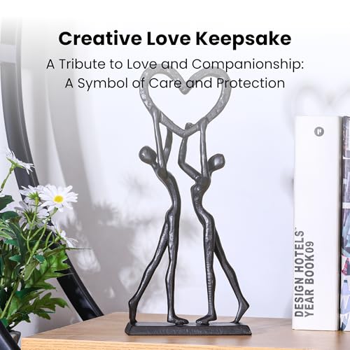 Statues for Home Decor - Modern Iron Sculpture Anniversary Hand Crafted Love Sculptures for Bedroom Living Room Romantic Figurines Marriage Gift for Couple Valentines - style: Holding love