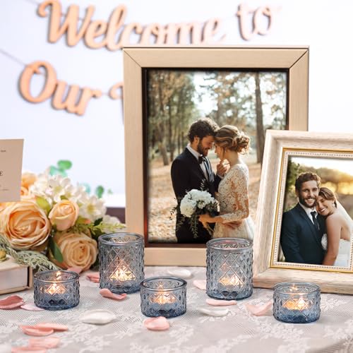 NITIME 24pcs Assorted Blue Votive Candle Holders, Tealight Candle Holders for Table Centerpiece, Blue Candle Holder Decor for Wedding, Baby Shower Party & Spa - color: Blue