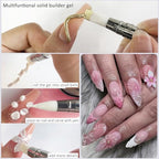 Fcozpjk Solid Builder Gel for Nails, Pearly White & Clear Solid Builder Gel Non-Sticky Hard Gel for Nails with Silicone Carving Pen 3D Sculpting Gel Iridescent Nail Gel Manicure Salon Supplies - color: 01-04