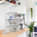 TORACK Pegboard Display Stand for Craft Shows & Fairs, 12 x 16 in Metal Tabletop Pegboard Display with Hooks for Christmas Fair Event(White, Pack of 2) - style: 2-Pack White