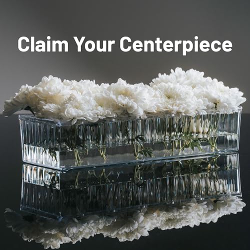 2 Pack Leak-Proof Wave Design Acrylic Long Vases for Centerpieces - 24" Clear Flower Rectangle Vase as Floral Centerpieces for Tables, Long Flower Vase with 12 Holes as Flower Arrangement Holder