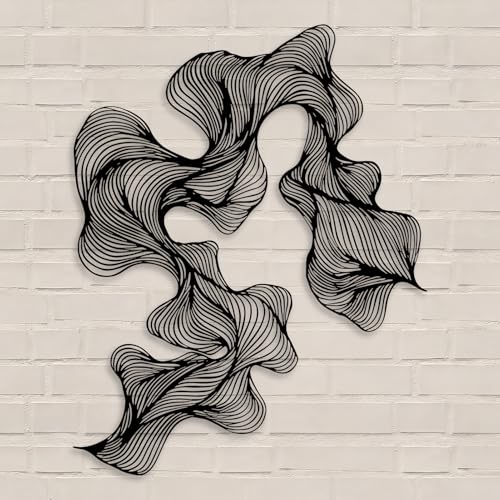 OZF Abstract Wave Metal Wall Art, Modern Luxury Wall Decor, Minimalist Abstract Line Art Hanging Decor, Contemporary Metal Sculpture for Living Room Bedroom Office (White, 48 x 37 in | 121 x 95cm) - color: White, size: 48"L x 37"W