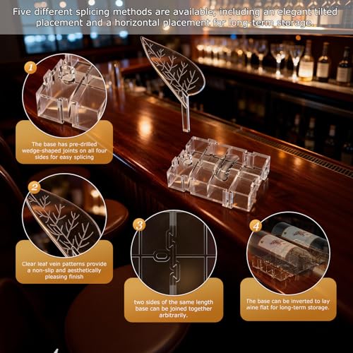 Clear Acrylic Wine Rack, Modular Stackable Countertop Wine Bottle Holder with Leaf Shaped Support, Multi Purpose Versatile Wine Display Stand for Home Bar Party Daily Organizing (2pcs) - color: 2pcs