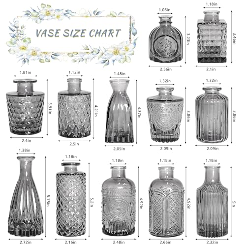 SUPMIND Bud Vase Set of 12, Black Bud Vases in Bulk, Small Flower Vases for Centerpieces, Mini Vintage Vase for Rustic Wedding, Home,Table Decoration - color: Black, size: 12Pcs