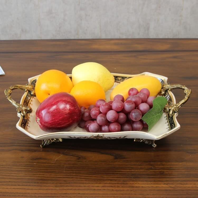 Fruit Bowl European-Style Luxury Villa Coffee Table Fruit Plate Ornaments American-Style Ceramic Tray Soft Decorations Trays
