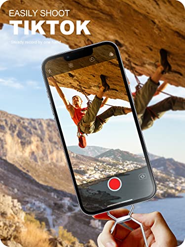 A-LuGei 𝗙𝗼𝗹𝗱𝗮𝗯𝗹𝗲 & 𝗔𝗱𝗷𝘂𝘀𝘁𝗮𝗯𝗹𝗲 Phone Kickstand Ring Holder, Magnetic Cell Phone Grips, Phone Stand for Desk, Adhesive Phone Holder for Hand, 360° Rotation Ring for Back of iPhone Case - color: Hallow Silver
