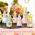 Arrowbash 6 Pcs Easter Ceramics to Draw Ready to Paint Your Own Gnome Statues 5.12 Easter Egg Rabbit Theme Paintable Figurines DIY White Ceramics Plaster Crafts Kit with Brush Palette - style: Easter