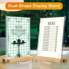 MaxGear L/T Shape Acrylic Sign Holder, 8.5 X 11 Clear Table Display Stand with Wooden Base, Flyer Menu Holder Photo Frames Paper Stand for Office, Wedding, Restaurants, Hotels 3 Pack - size: 8.5''x11'', style: 3 Pack