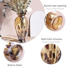 Hand Blown Glass Vase 11.8" Tall Beautiful Amber Gold Sea Wide Mouth Bud Vase for Table Centerpiece, Painted Colorful Murano Glass Flower Vases for - Home Entrance Wedding Center - color: Electrum